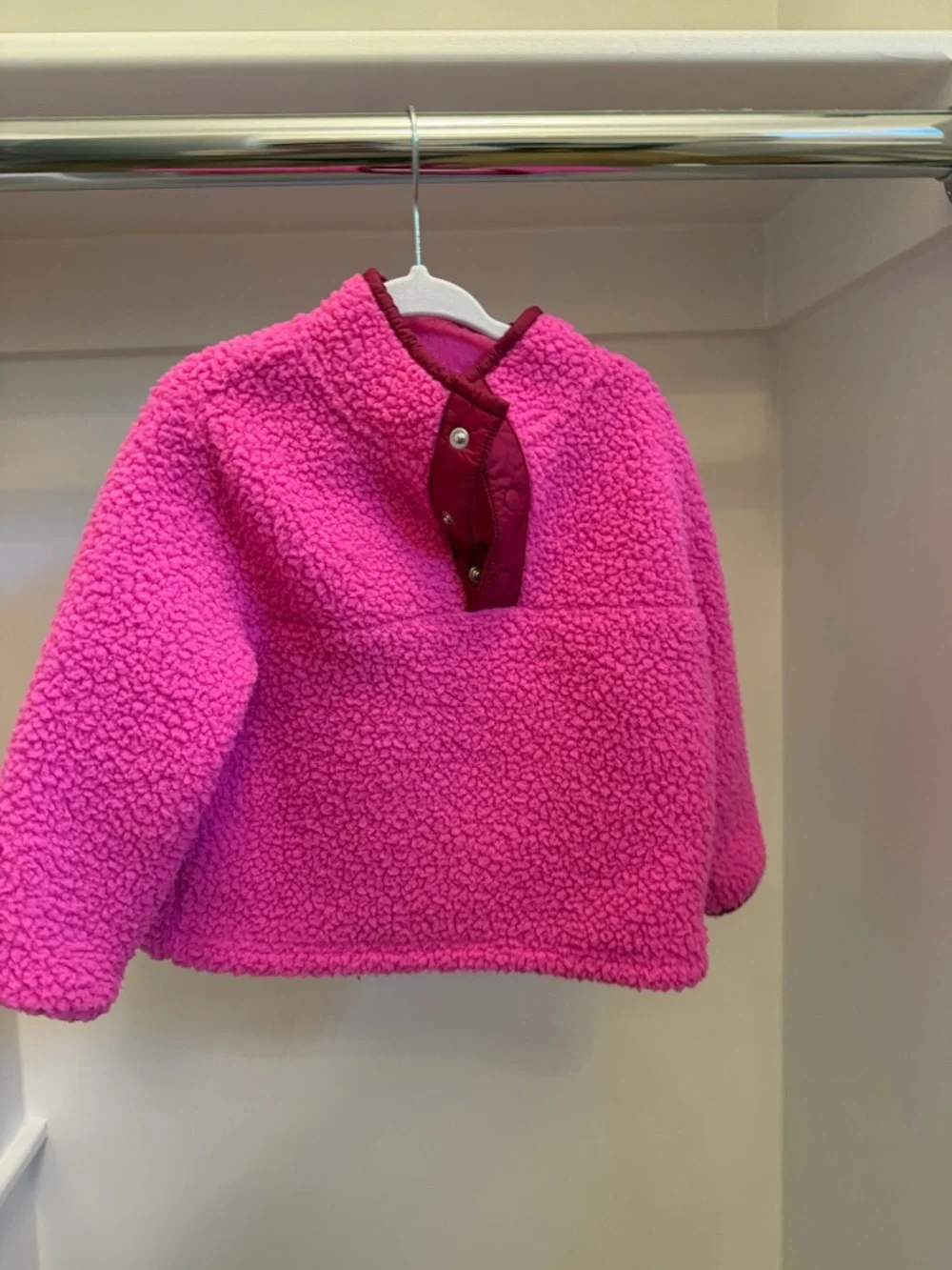 GAP Baby Pink Sherpa Snap Pullover 2T - Picture 2 of 5